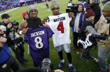 Deshaun Watson Writes ‘MVP’ on Lamar Jackson’s Jersey