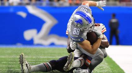 T.J. Hockenson Injury: Lions Tight End Leaves in Walking Boot