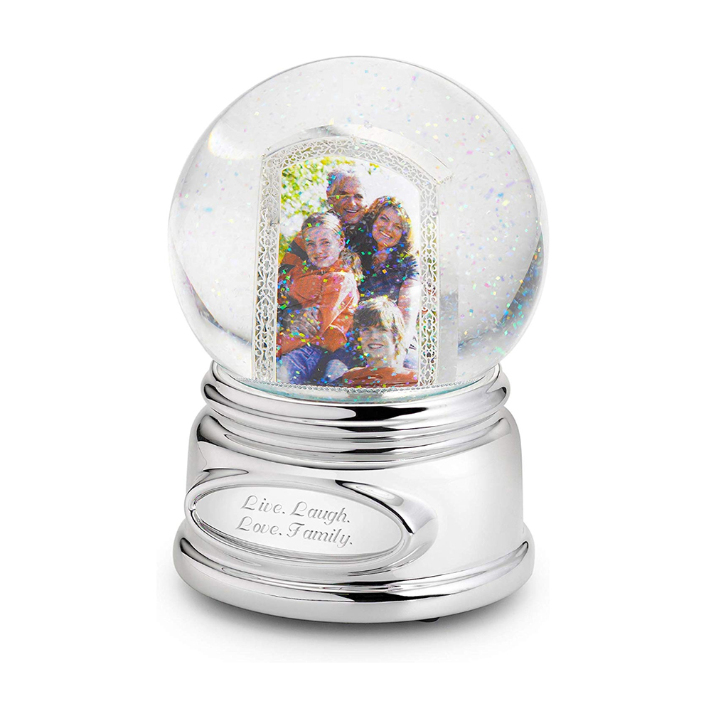 Snow Globe Fountain w/ Silver Coin Glitter Love & Memories ~NEW IN BOX 