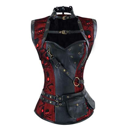 red and black steampunk corset