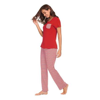 red and white striped pajamas