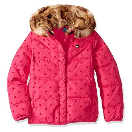 Tommy Hilfiger Girls Adaptive Puffer Jacket with Magnetic Buttons