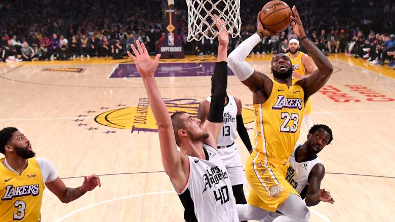 Lakers' LeBron James drives against the Clippers