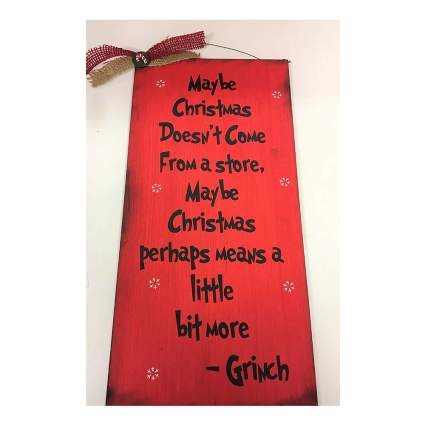grinch quote wooden wall sign