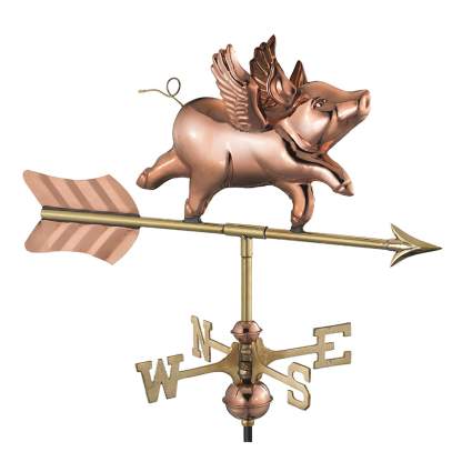 flying pig copper weathervane