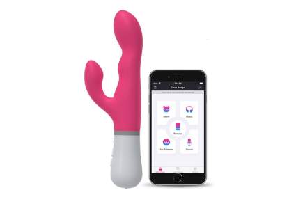 Pink rabbit vibrator with smartphone