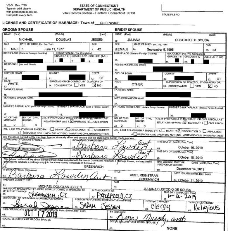 Michael and Juliana Marriage Certificate, 90 Day Fiance