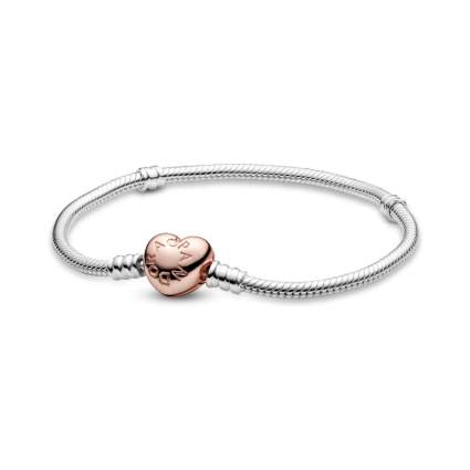 Pandora Moments Heart Clasp Snake Chain Charm Bracelet