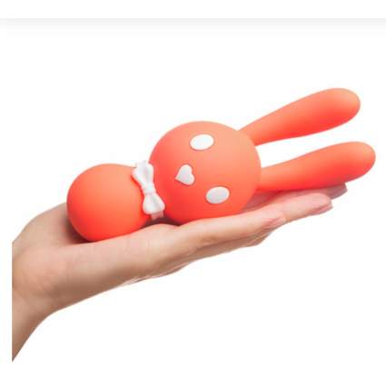 Coral-colored cute bunny toy