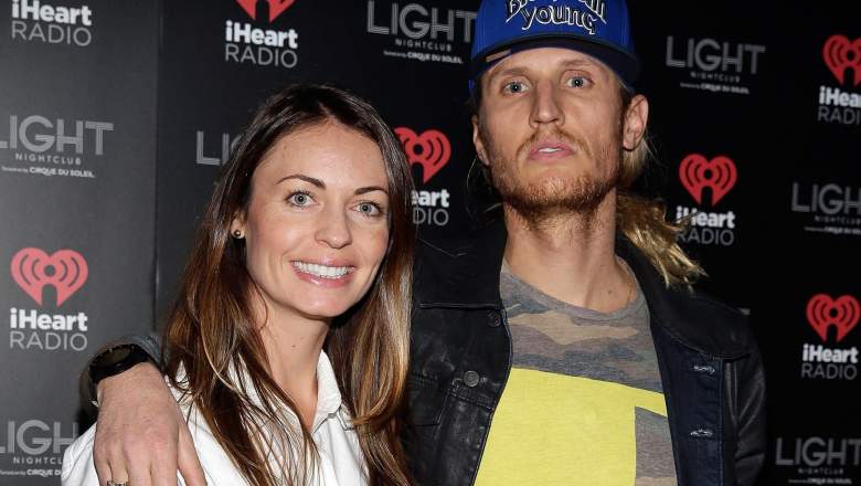Television personalities Rachel Foulger (L) and Tyson Apostol arrive at iHeartRadio's CES celebration