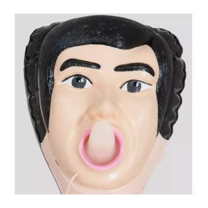 Scary male blow up doll face with tongue