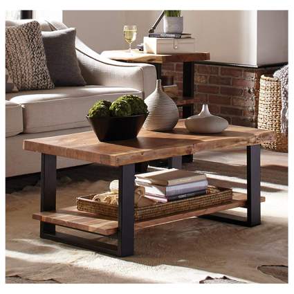 acacia wood live edge coffee table