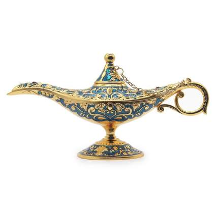 brass and enamel aladdin's lamp