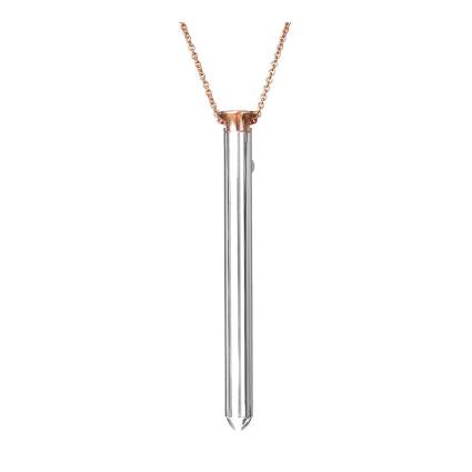 Long steel colored rod necklace