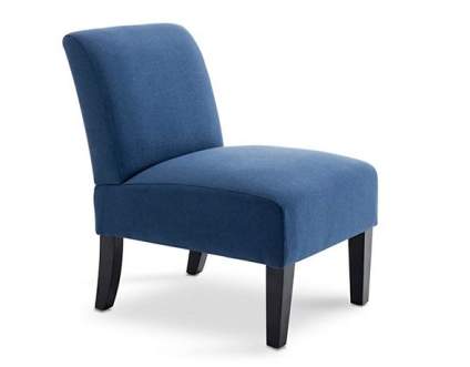 Belleze Armless Upholstered Curved Slipper Blue Accent Chair