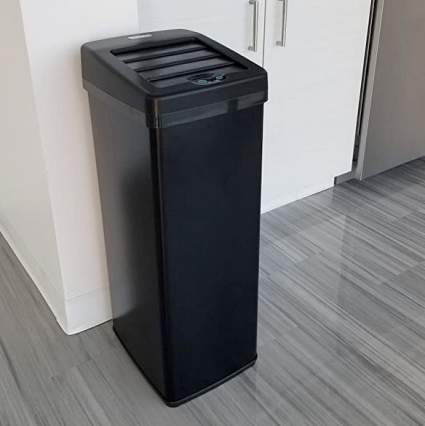 iTouchless Sliding Lid Automatic Sensor Trashcan With Odor-Absorbing Filter