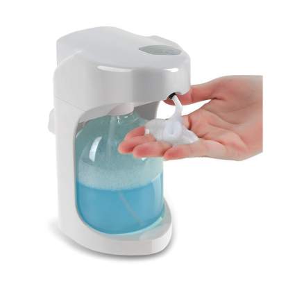 white automatic soap dispenser