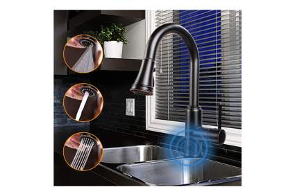 oil rubbed bronze touchless kitchen faucet