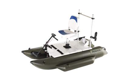 AQUOS Heavy-Duty 2020 New 7.5 ft Inflatable Pontoon Boat with Grab Bar, Folding Seat and Trolling Motor