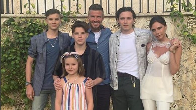 David and Victoria Beckham and Kids