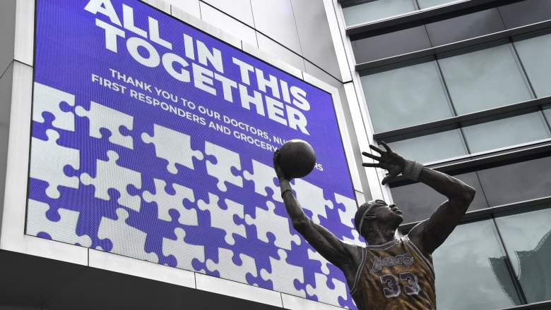 Sign outside the Lakers' home, the Staples Center