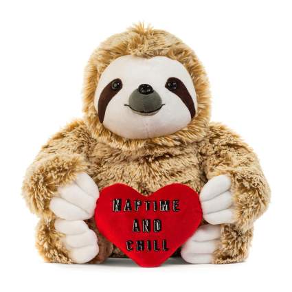 Sloth stuffed animal with heart