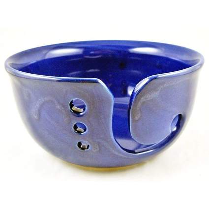 Cobalt blue yarn ceramic bowl