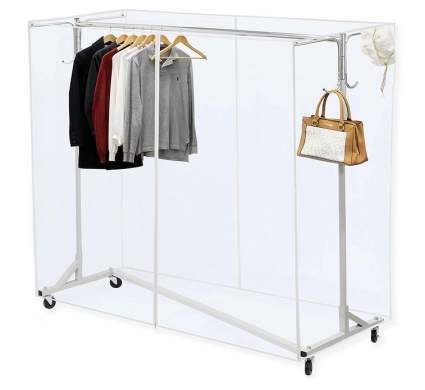 Simple Houseware Industrial Grade Garment Rack Closet with Clear Cover