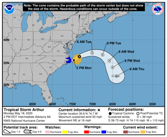 Tropical Storm Arthur Live Radar Trackers & Map of Path