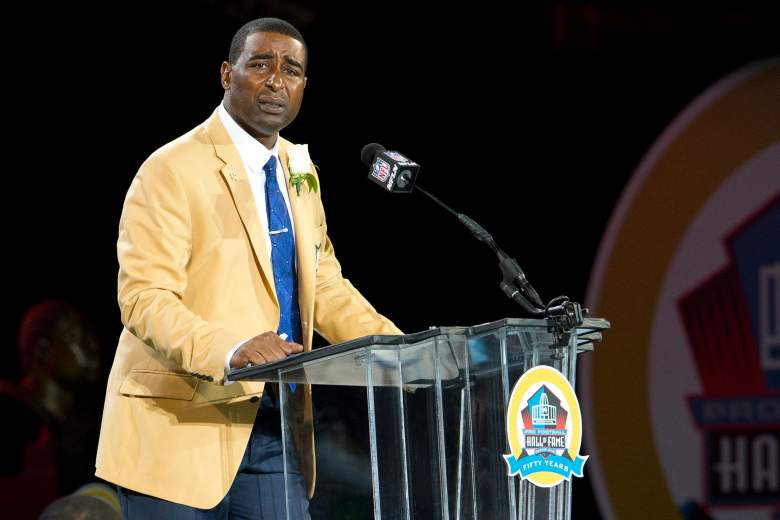 Cris Carter speaking at his Pro Football Hall of Fame induction