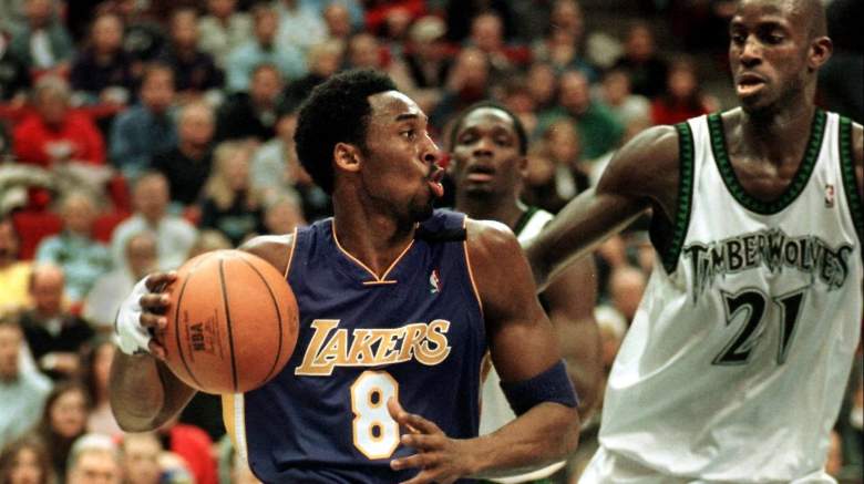 Kobe Bryant, Lakers, at left, guarded by fellow Hall of Famer Kevin Garnett