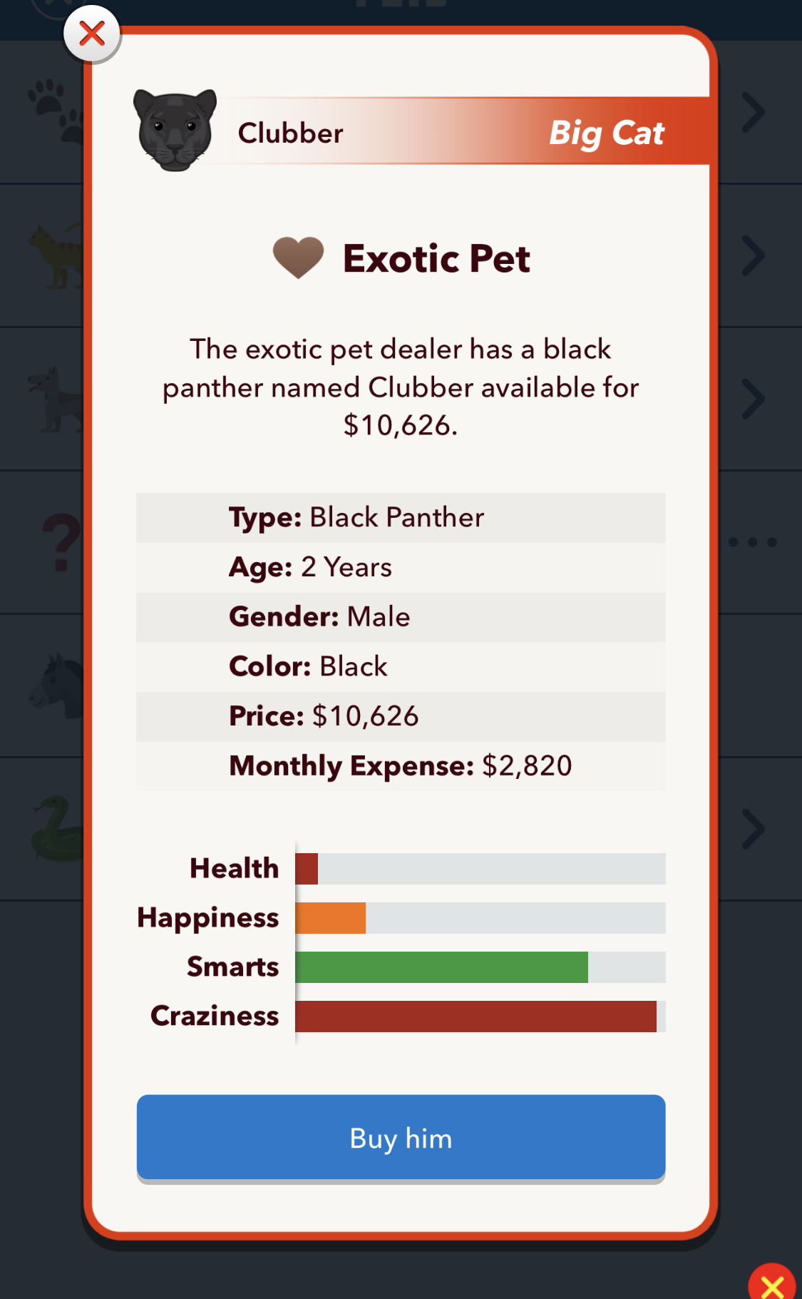 exotic pets bitlife