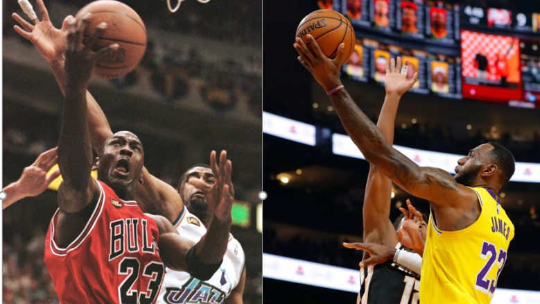 Michael Jordan, left, and LeBron James, right