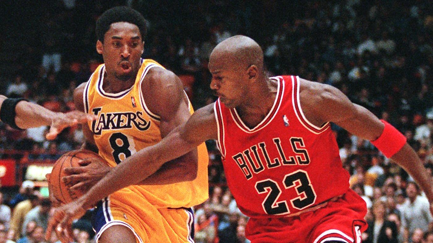 Kobe Bryant, at left, and Michael Jordan