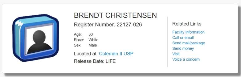 Brendt Christensen Prison Record
