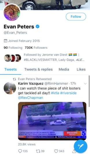 Evan Peters Responds to Backlash Following Looting Video Retweet