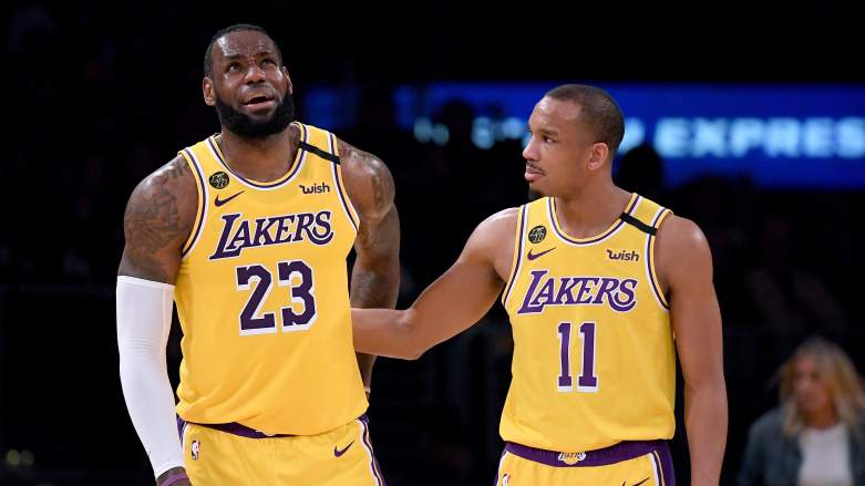LeBron James, at left, and Lakers teammate Avery Bradley