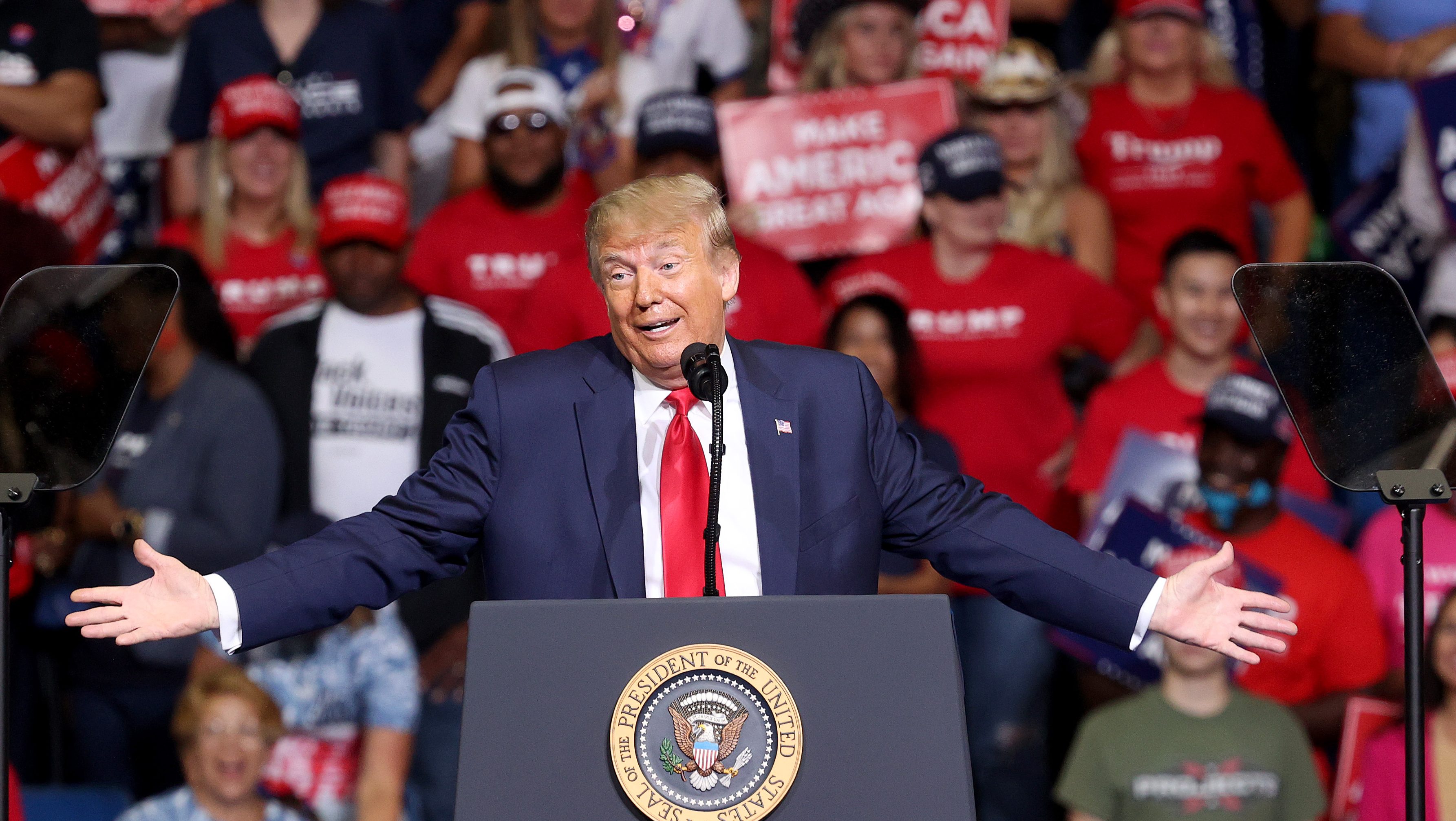 WATCH: Crowd Cheers as Trump Drinks Water at Tulsa Rally | Heavy.com