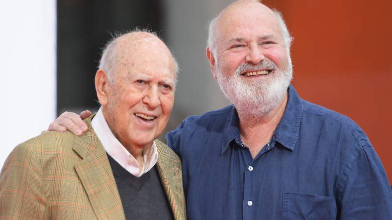 Honorees Carl Reiner (L) and Rob Reiner speak onstage during the Carl and Rob Reiner Hand and Footprint Ceremony during the 2017 TCM Classic Film Festival on April 7, 2017 in Los Angeles, California.