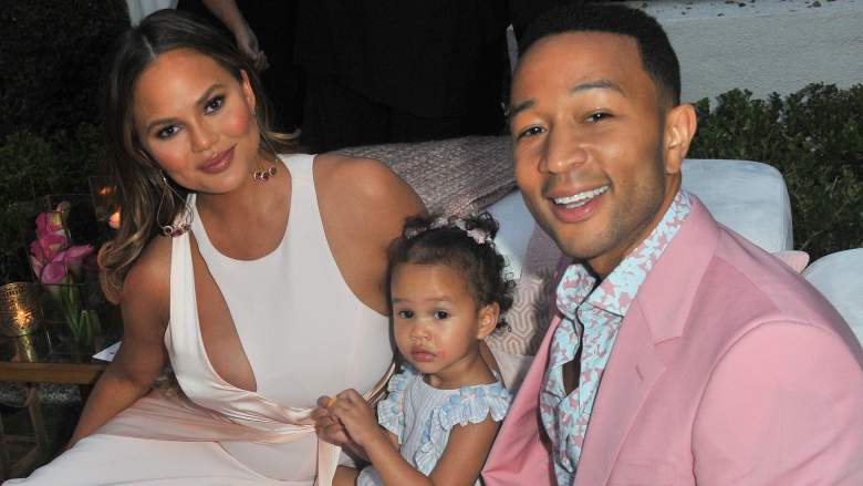 Chrissy Teigen, Luna Simone Stephens and John Legend attend John Legend's launch of his new rose wine brand, LVE, during an intimate Airbnb Concert on June 21, 2018 in Beverly Hills, California.