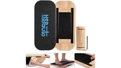 HSPauto Balance Boards, Wood Balance Board W/Special Orbit Design & 27.6" Wood Standing Desk Anti-Slip Surface & Roller for Surfing, SUP, Wakesurf, Wakeskate, Ski, Snowboard and Skateboarding