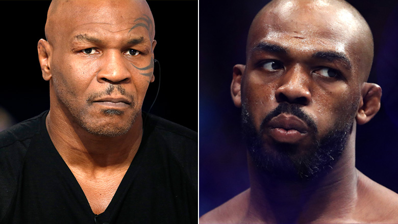 Boxing Legend Mike Tyson left, UFC Champ Jon Jones right
