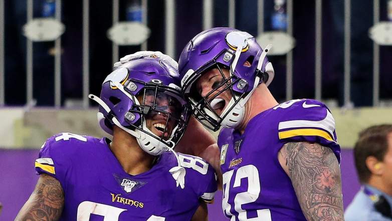 Kyle Rudolph and Irv Smith Jr. of the Minnesota Vikings