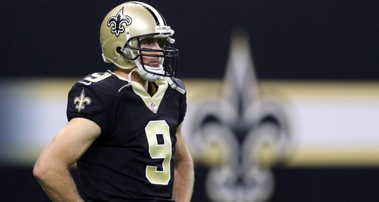 Drew Brees #9 of the New Orleans Saints looks on during a game