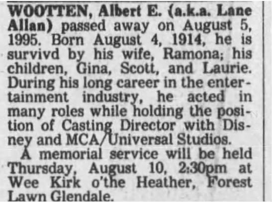 Lane Allen obituary