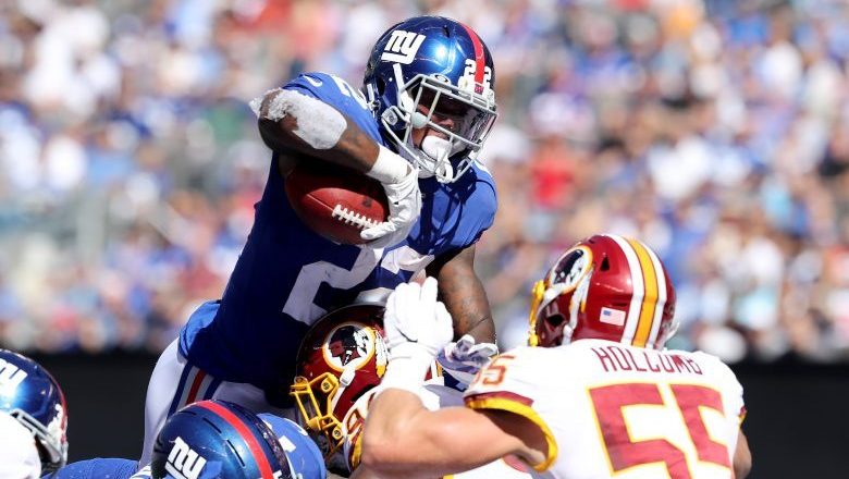 Arrow pointing down on Giants' Wayne Gallman, likely to be cut