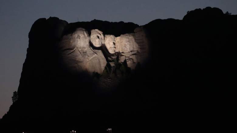 The busts of U.S. presidents George Washington, Thomas Jefferson, Theodore Roosevelt and Abraham Lincoln tower over the Black Hills at Mount Rushmore National Monument on July 02, 2020 near Keystone, South Dakota.
