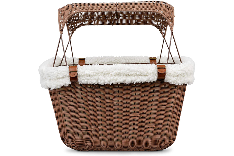 wicker dog bike basket