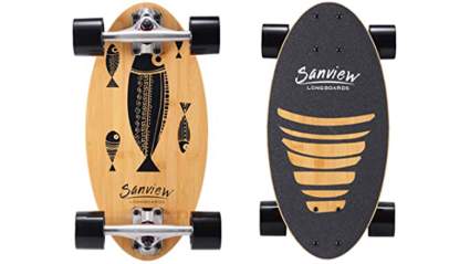 SANVIEW Short Bamboo Longboard Skateboard Cruiser for Kids Adults