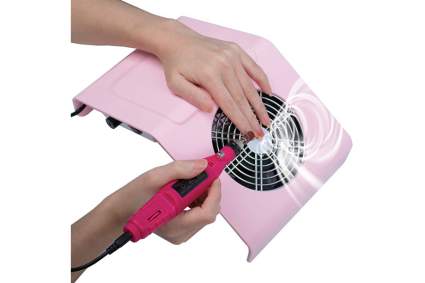 pink curved nail dust collector with hands